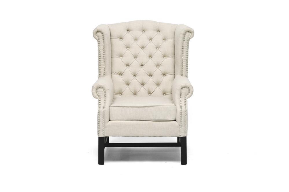 Sussex Beige Linen Club Chair FredCo
