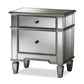 Sussie Hollywood Regency Glamour Style Mirrored 2-Drawer Nightstand FredCo