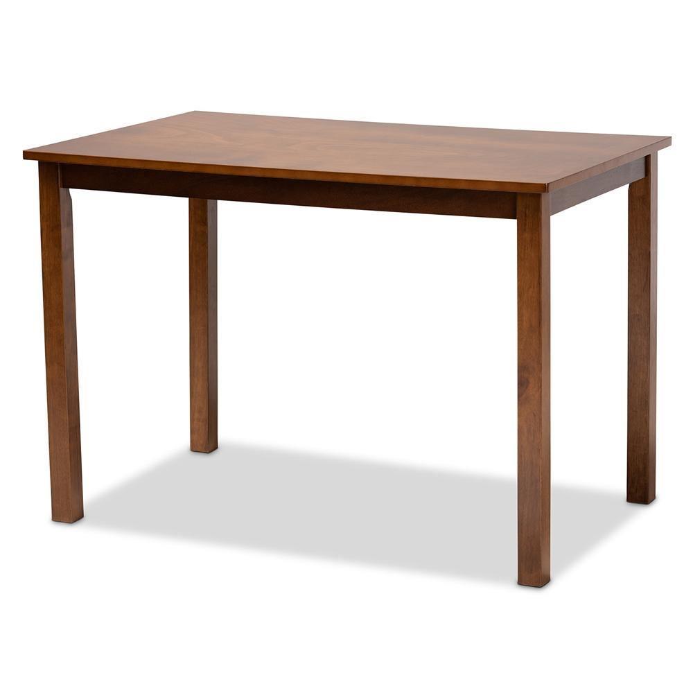Suvi Modern and Contemporary Grey Fabric Upholstered and Walnut Brown Finished Wood 5-Piece Dining Set FredCo