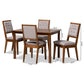 Suvi Modern and Contemporary Grey Fabric Upholstered and Walnut Brown Finished Wood 5-Piece Dining Set FredCo