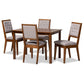Suvi Modern and Contemporary Grey Fabric Upholstered and Walnut Brown Finished Wood 5-Piece Dining Set FredCo