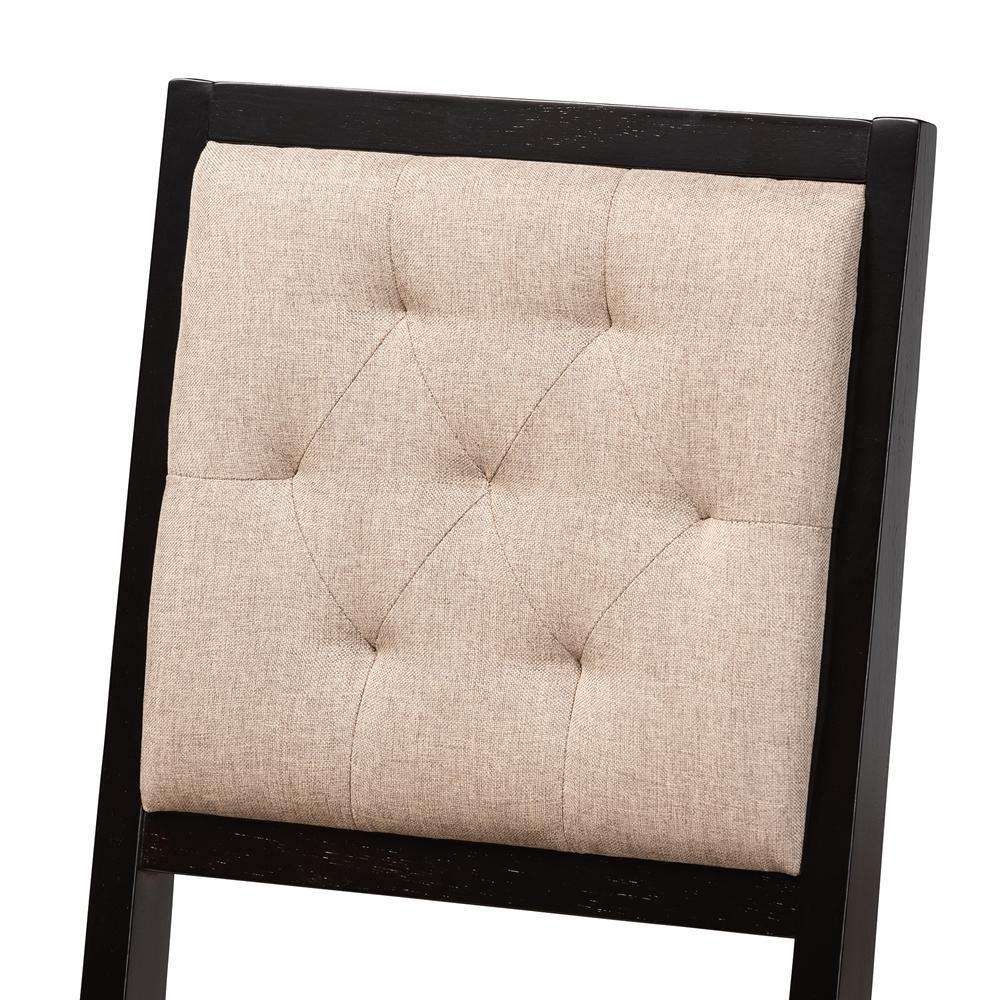 Suvi Modern and Contemporary Sand Fabric Upholstered and Dark Brown Finished Wood 7-Piece Dining Set FredCo