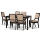 Suvi Modern and Contemporary Sand Fabric Upholstered and Dark Brown Finished Wood 7-Piece Dining Set FredCo