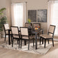 Suvi Modern and Contemporary Sand Fabric Upholstered and Dark Brown Finished Wood 7-Piece Dining Set FredCo