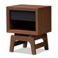 Svante Mid-Century Modern Walnut Brown and Dark Gray Finished Wood 1-Drawer Nightstand FredCo