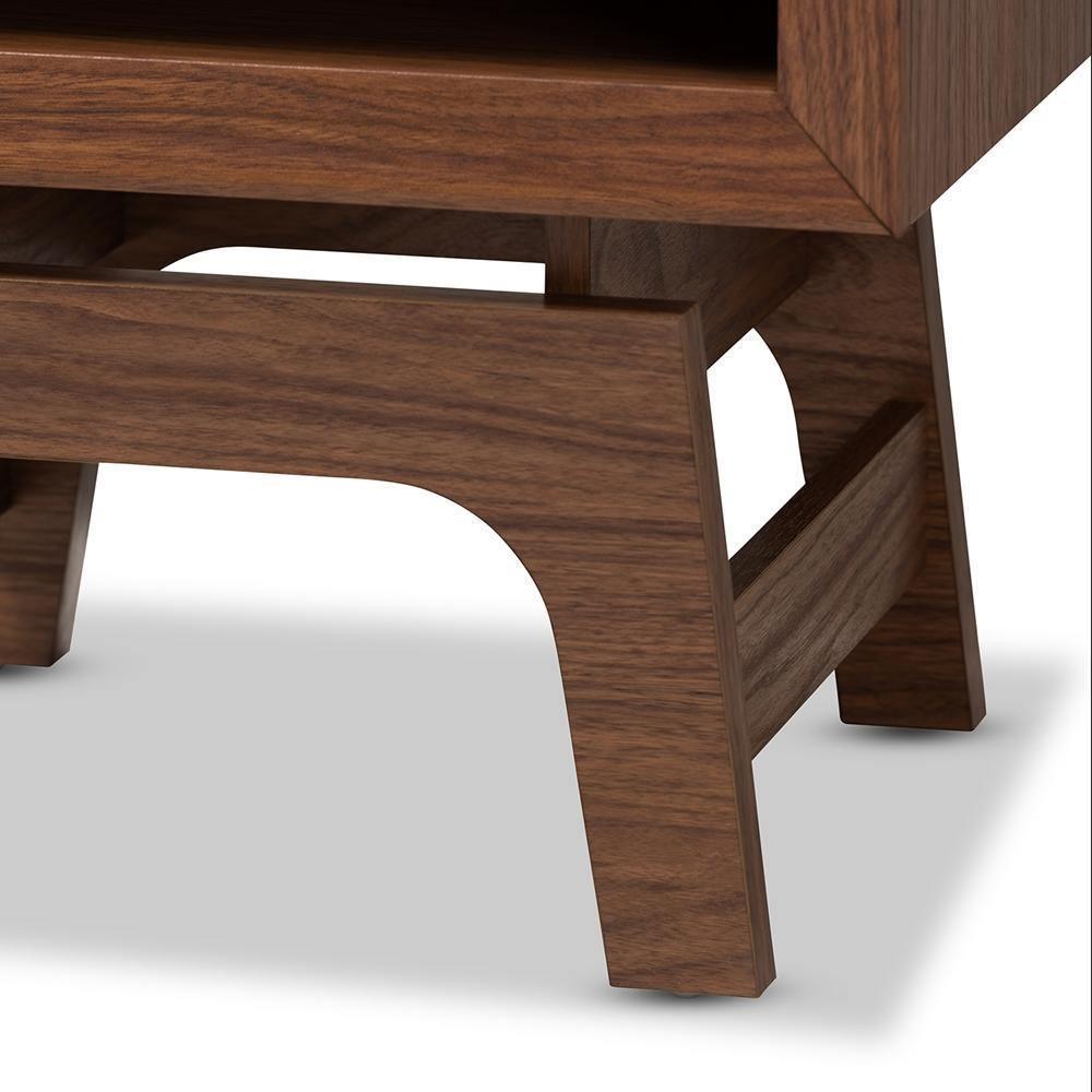 Svante Mid-Century Modern Walnut Brown and Dark Gray Finished Wood 1-Drawer Nightstand FredCo
