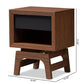 Svante Mid-Century Modern Walnut Brown and Dark Gray Finished Wood 1-Drawer Nightstand FredCo