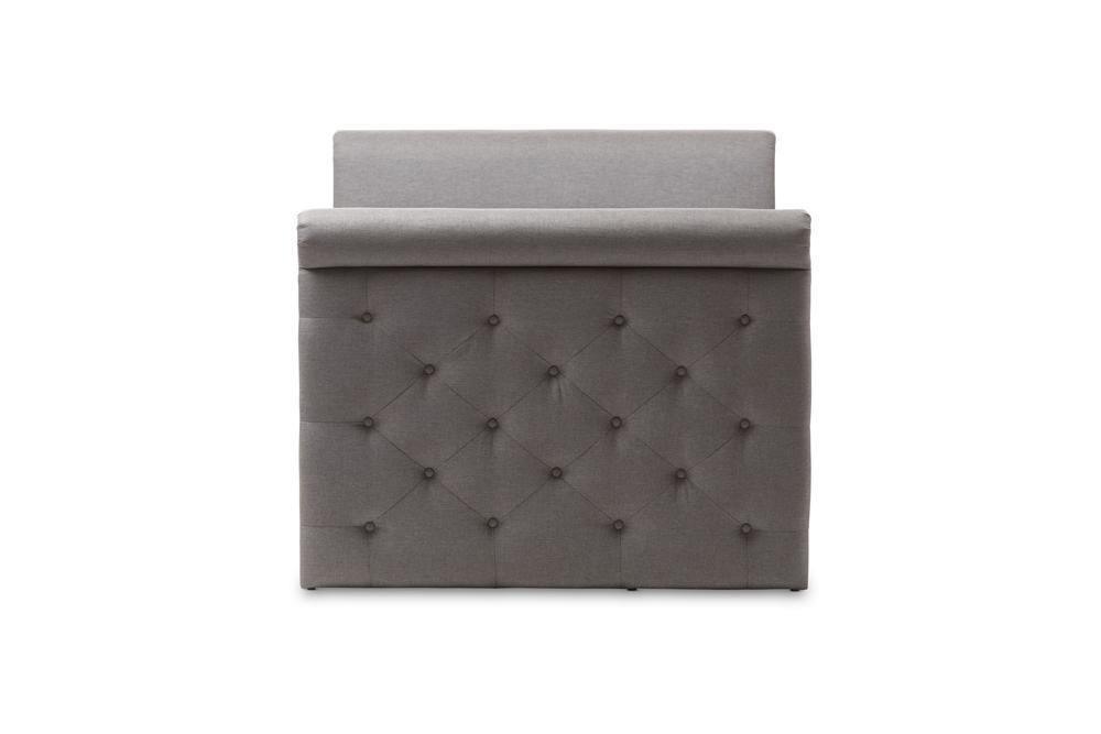 Swamson Modern and Contemporary Grey Fabric Tufted Twin Size Daybed with Roll-out Trundle Guest Bed FredCo
