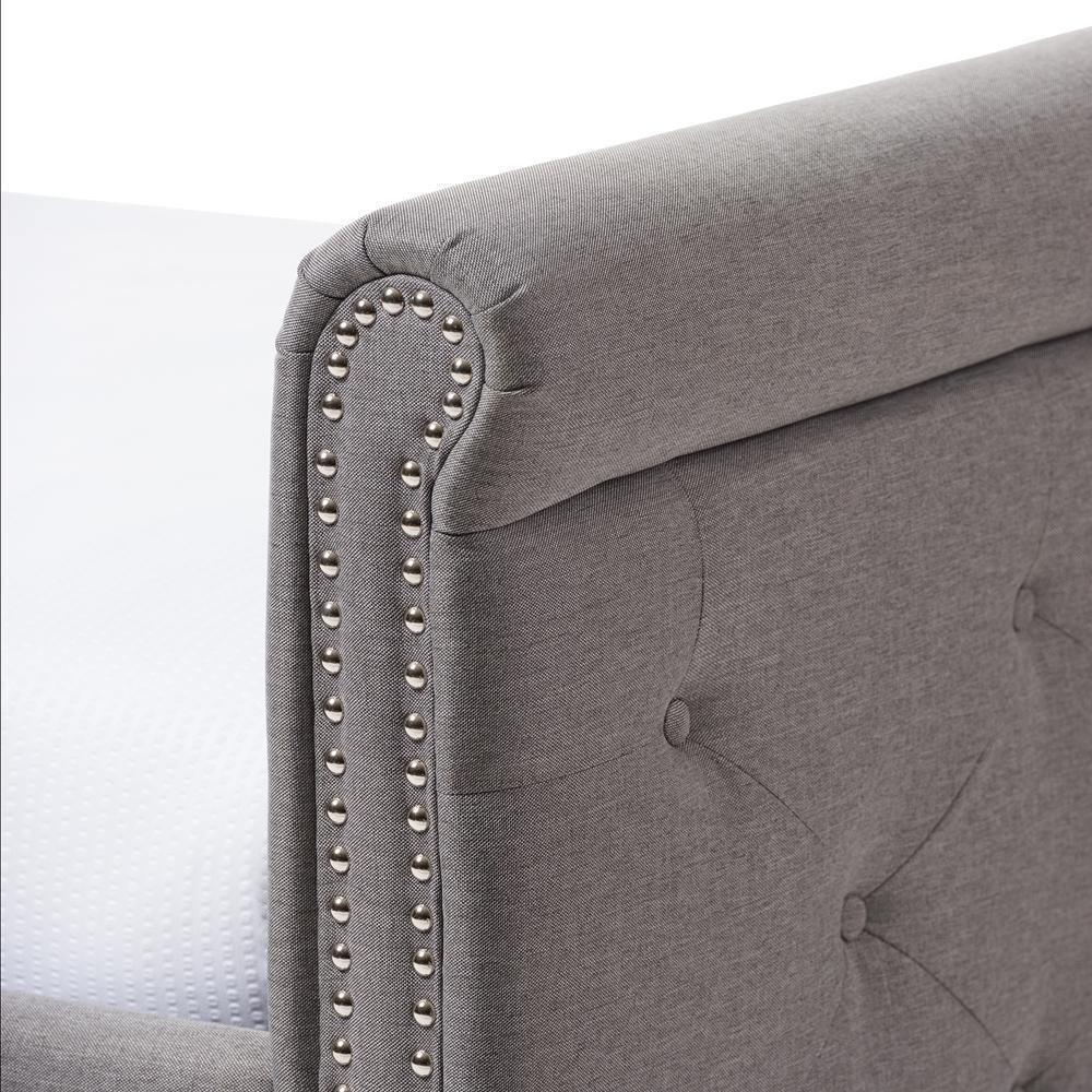 Swamson Modern and Contemporary Grey Fabric Tufted Twin Size Daybed with Roll-out Trundle Guest Bed FredCo