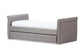 Swamson Modern and Contemporary Grey Fabric Tufted Twin Size Daybed with Roll-out Trundle Guest Bed FredCo