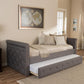 Swamson Modern and Contemporary Grey Fabric Tufted Twin Size Daybed with Roll-out Trundle Guest Bed FredCo