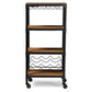 Swanson Rustic Industrial Style Antique Black Textured Finish Metal Distressed Wood Mobile Kitchen Bar Wine Storage Shelf FredCo