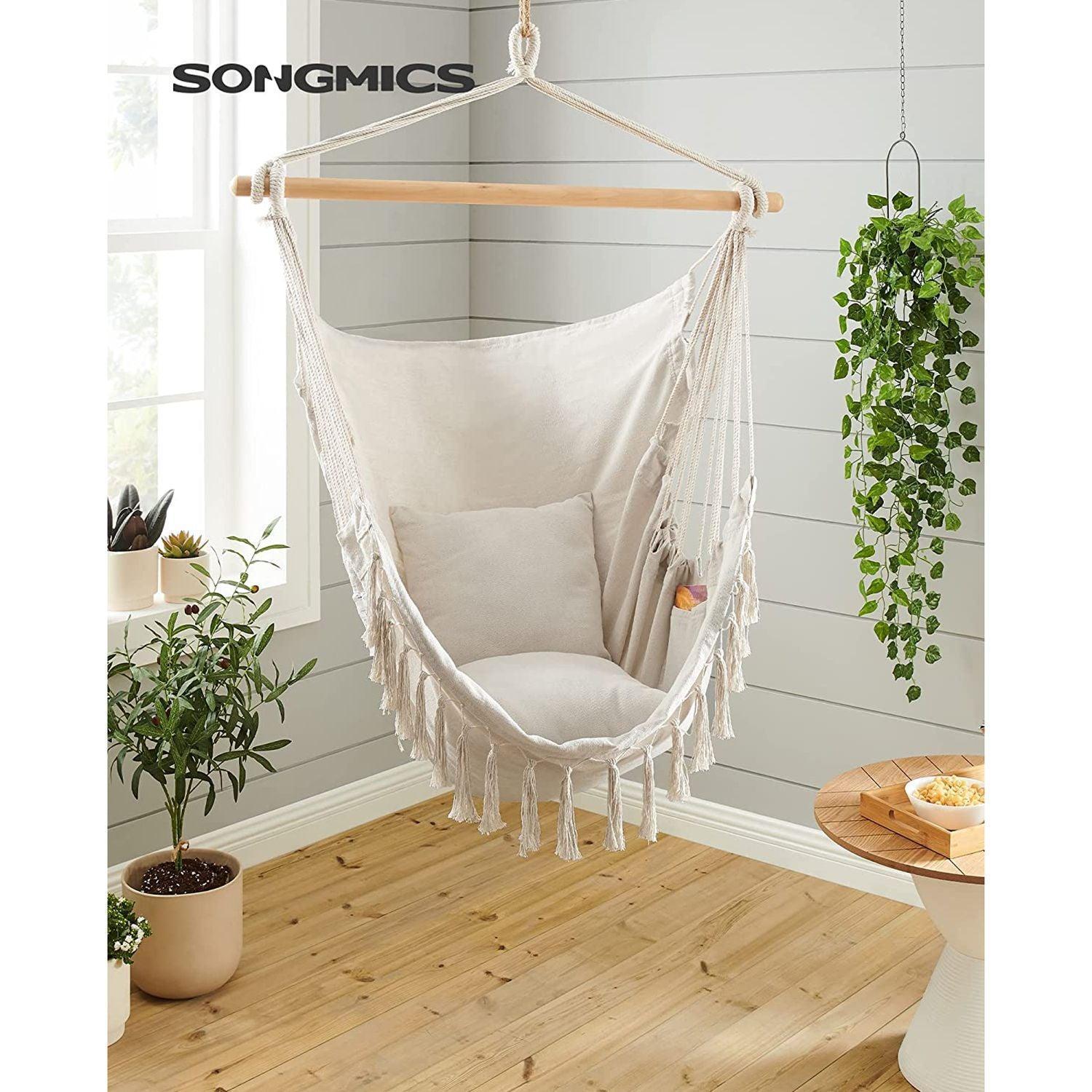 Swing Chair with 2 Cushions Beige FredCo