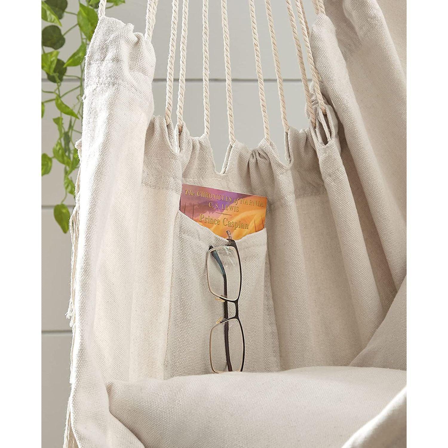 Swing Chair with 2 Cushions Beige FredCo