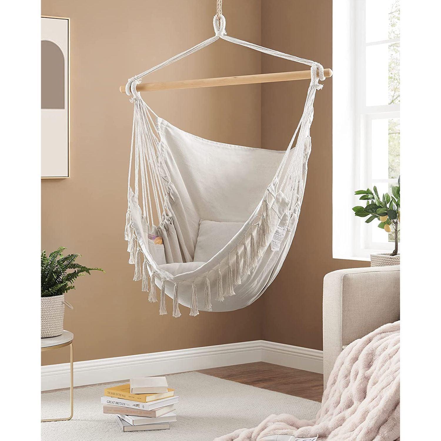 Swing Chair with 2 Cushions Beige FredCo