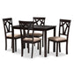 Sylvia Modern and Contemporary Espresso Brown Finished and Sand Fabric Upholstered 5-Piece Dining Set FredCo