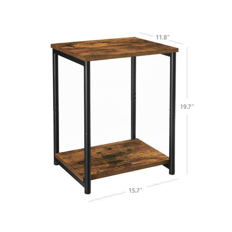 Table with Storage Shelf Rustic Brown and Black FredCo