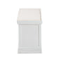 Tabor Modern and Contemporary Beige Fabric Upholstered and White Finished Wood 3-Basket Storage Bench with Rattan Accent FredCo