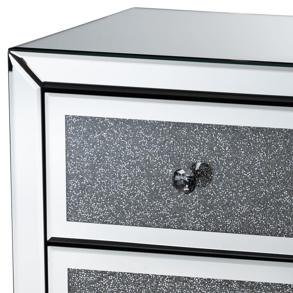 Talan Contemporary Glam and Luxe Mirrored 3-Drawer Nightstand FredCo