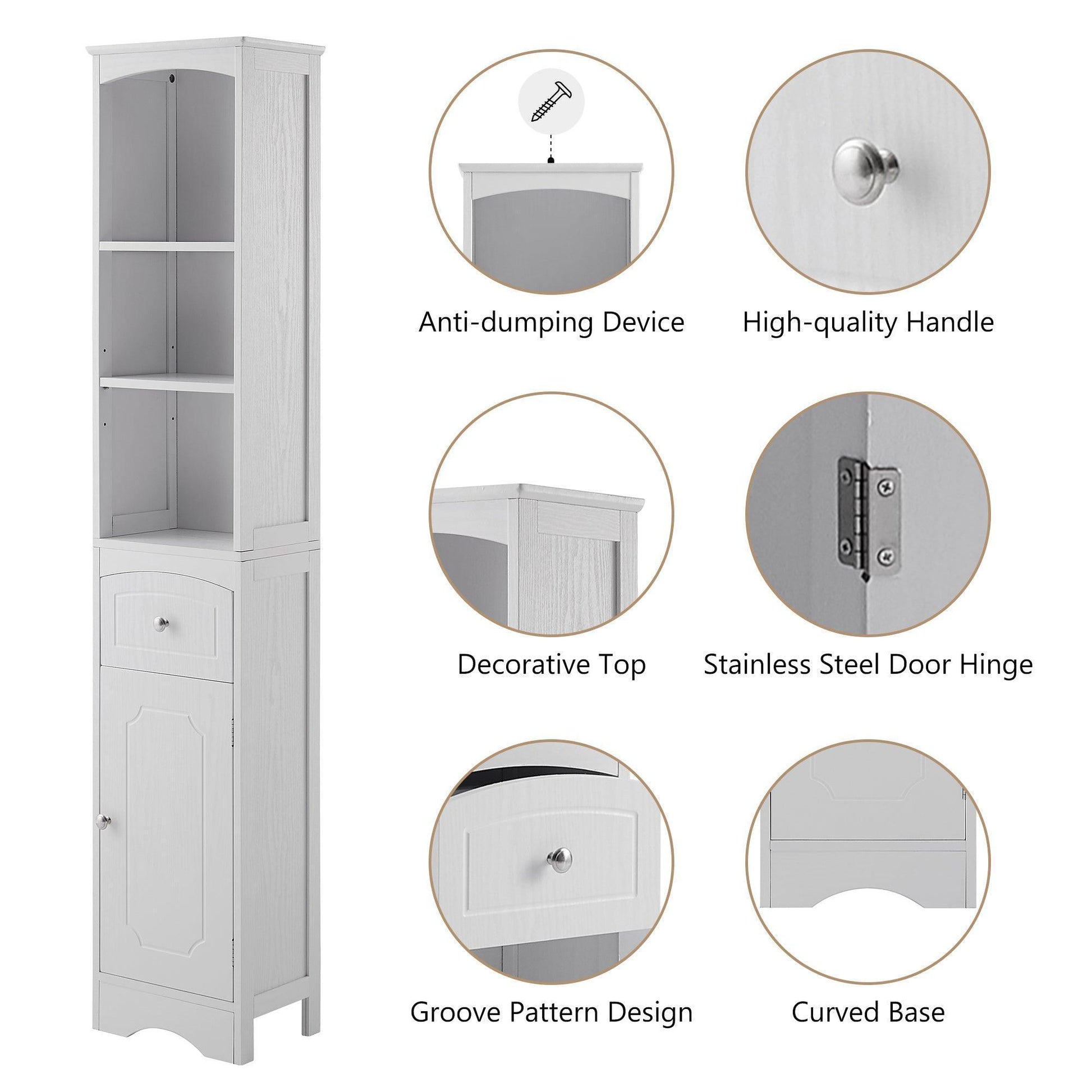 Tall Bathroom Cabinet, Freestanding Storage Cabinet with Drawer FredCo