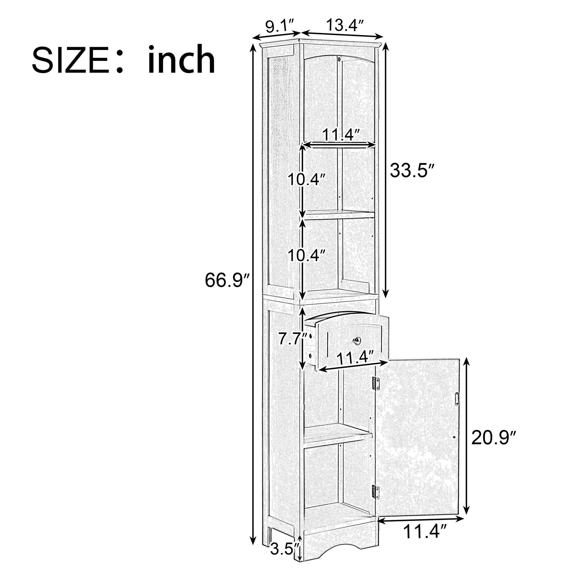 Tall Bathroom Cabinet, Freestanding Storage Cabinet with Drawer FredCo