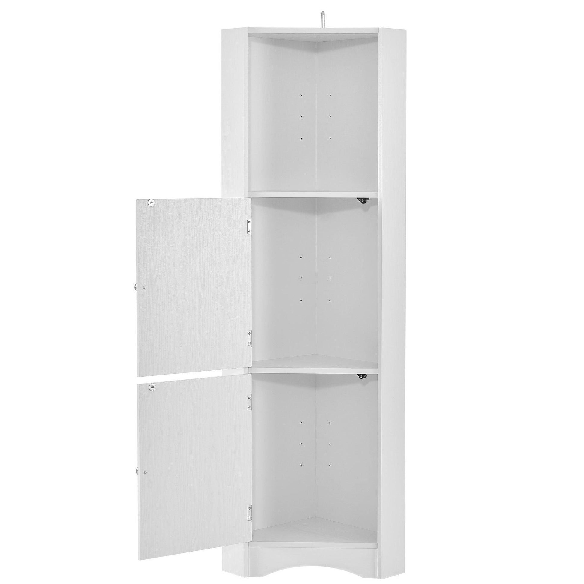 Tall Bathroom Corner Cabinet, 5 Shelves White FredCo
