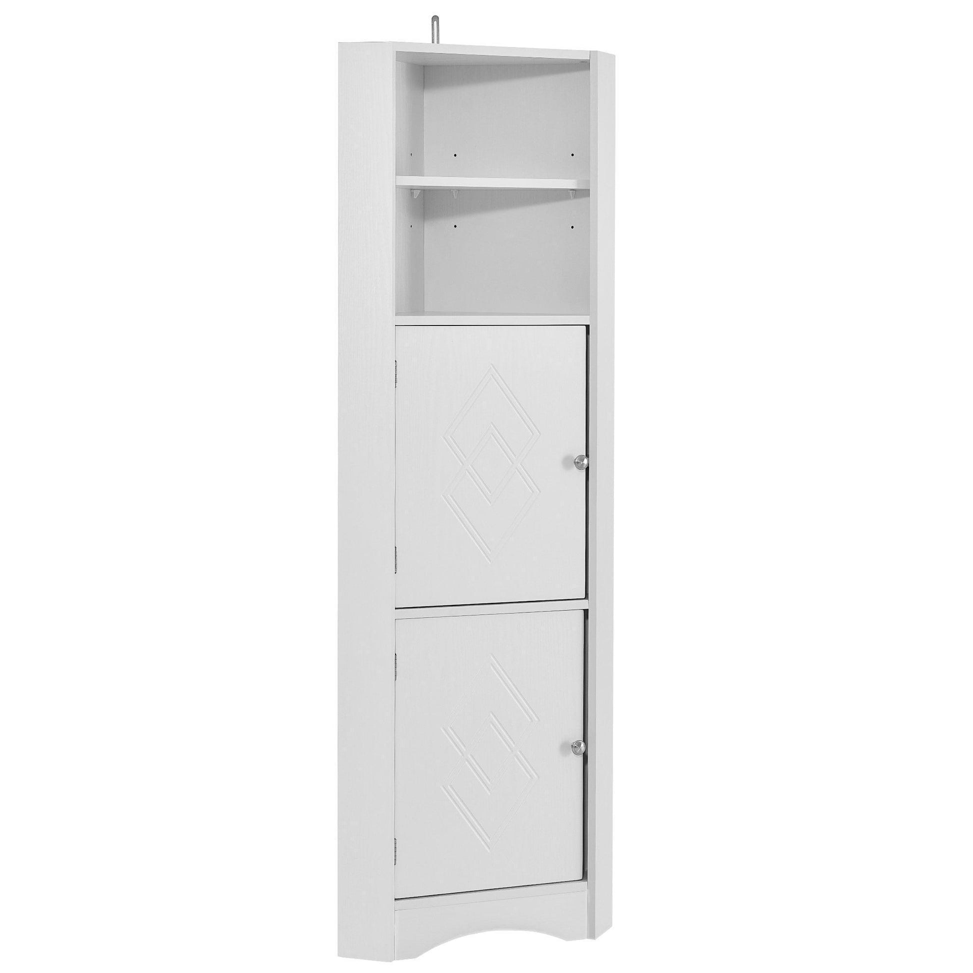 Tall Bathroom Corner Cabinet, 5 Shelves White FredCo