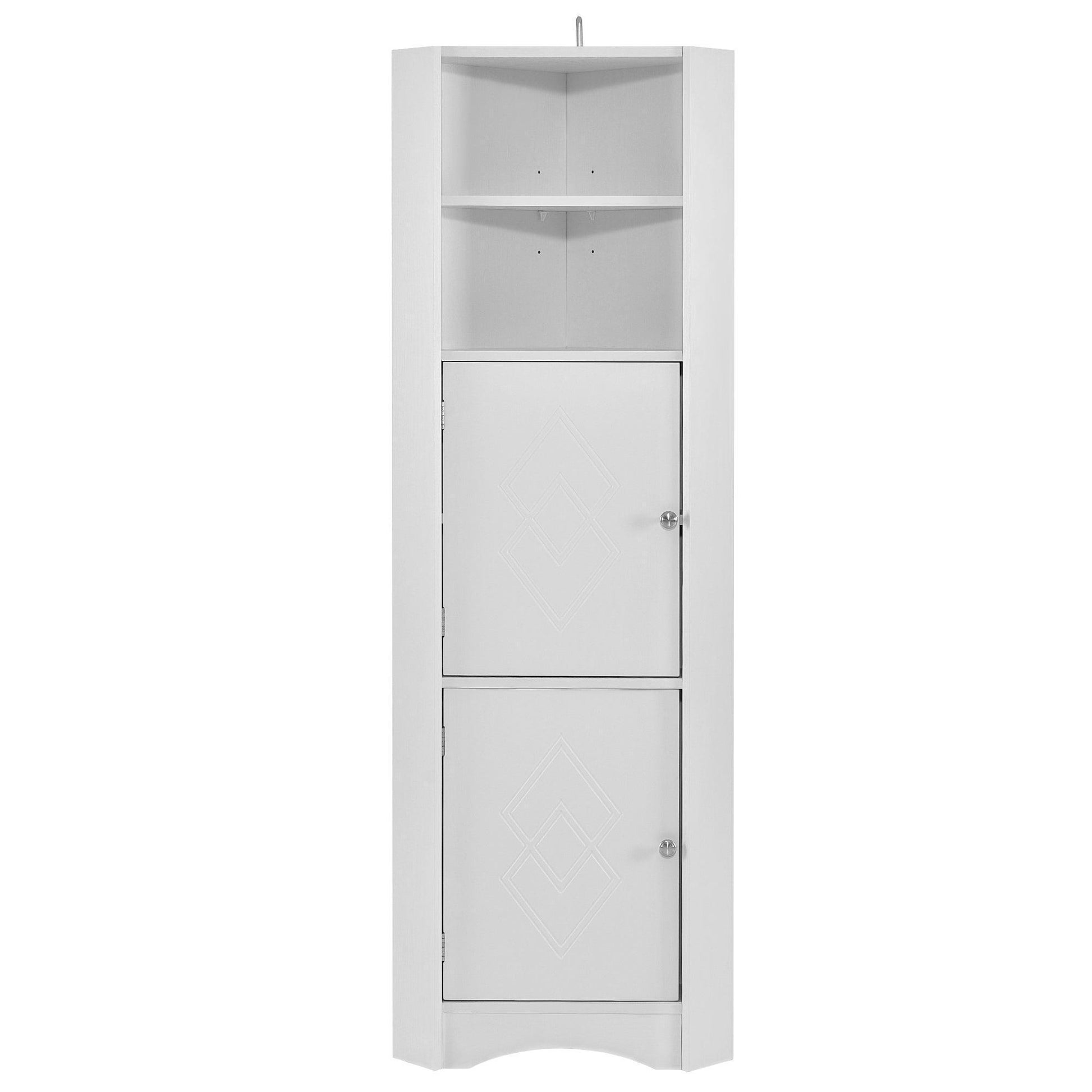 Tall Bathroom Corner Cabinet, 5 Shelves White FredCo