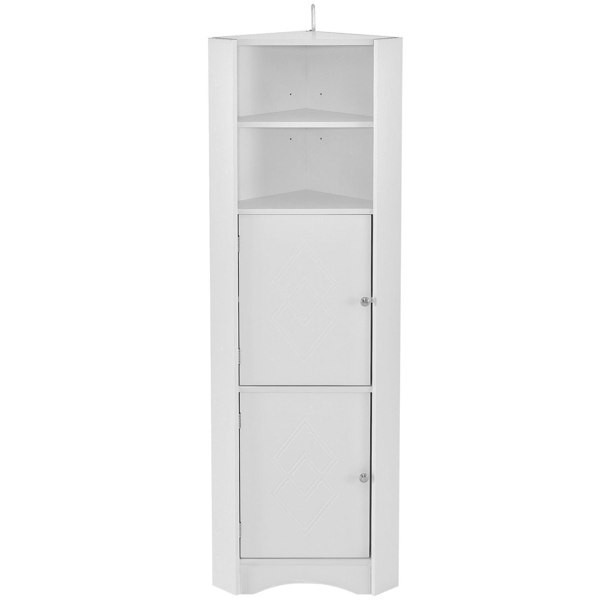 Tall Bathroom Corner Cabinet, 5 Shelves White FredCo