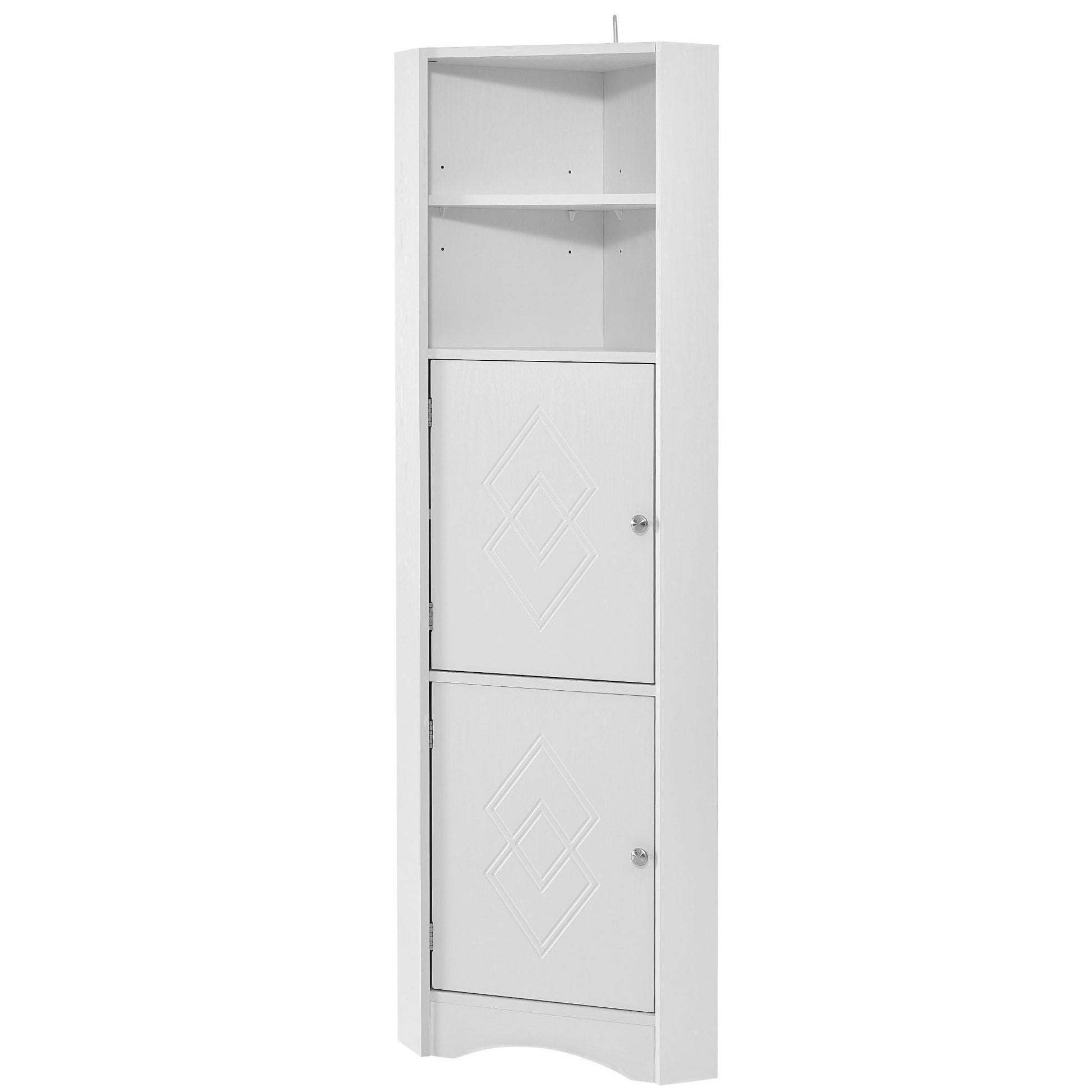 Tall Bathroom Corner Cabinet, 5 Shelves White FredCo