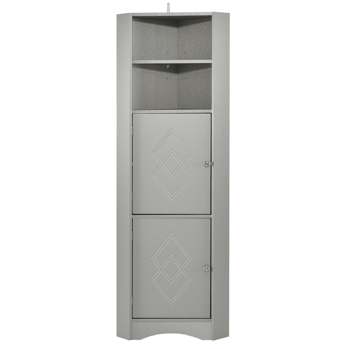 Tall Bathroom Corner Cabinet, Freestanding Storage Cabinet Gray FredCo