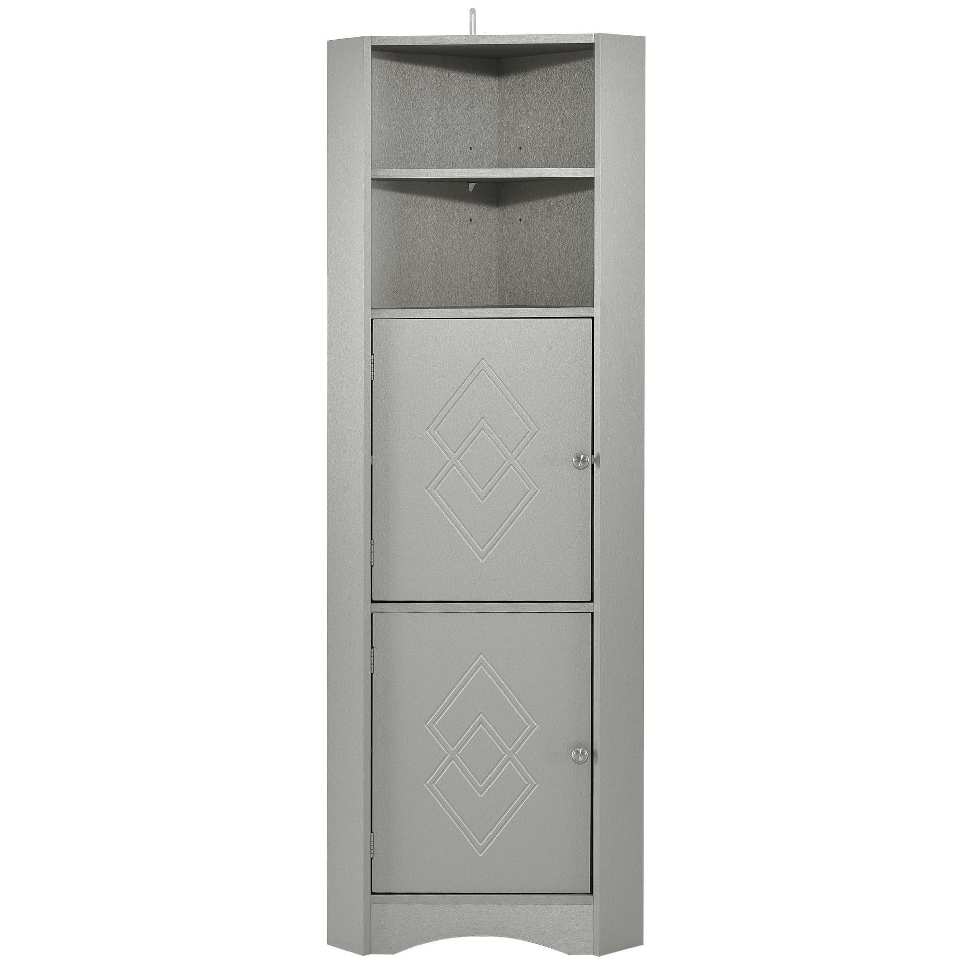 Tall Bathroom Corner Cabinet, Freestanding Storage Cabinet Gray FredCo