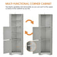 Tall Bathroom Corner Cabinet, Freestanding Storage Cabinet Gray FredCo