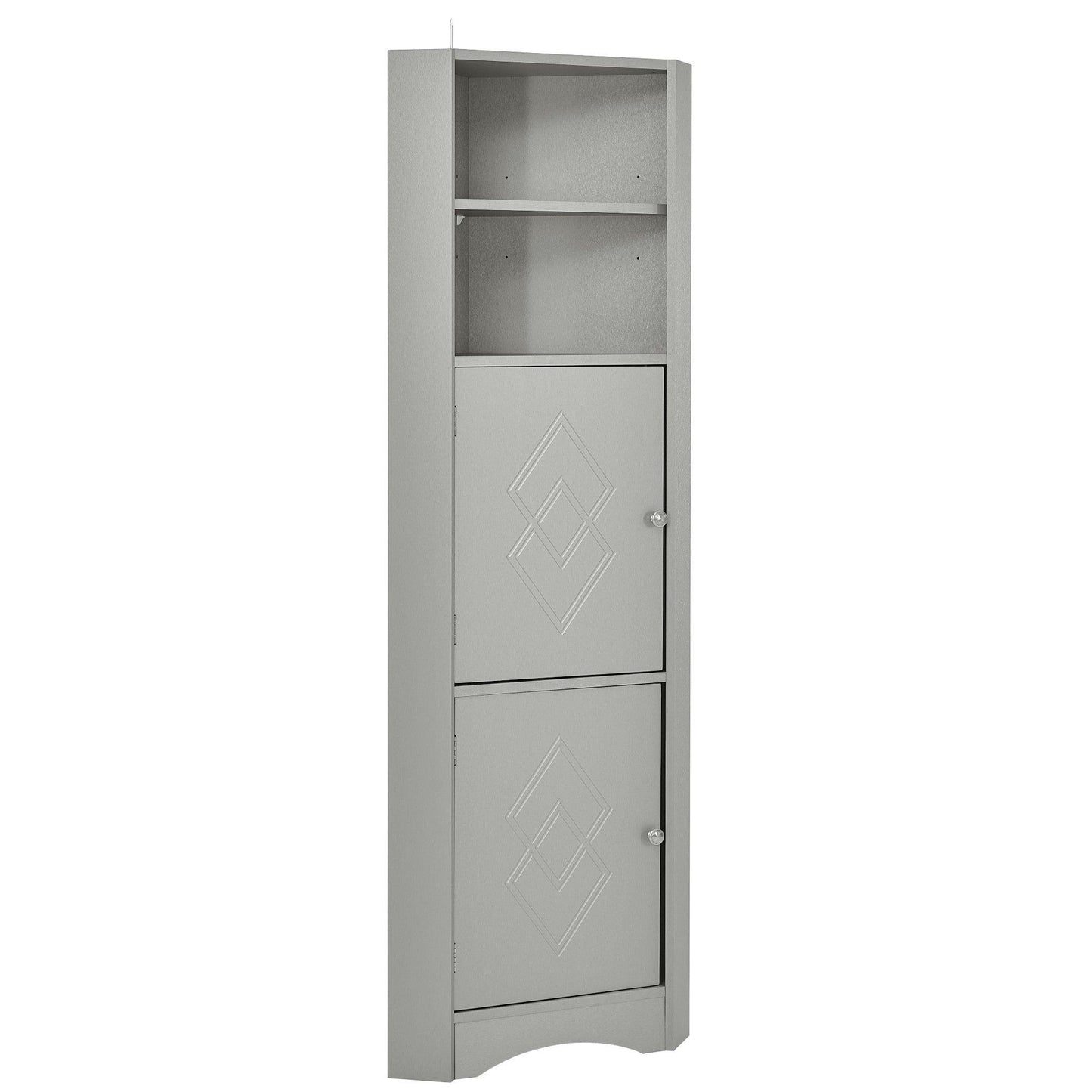 Tall Bathroom Corner Cabinet, Freestanding Storage Cabinet Gray FredCo