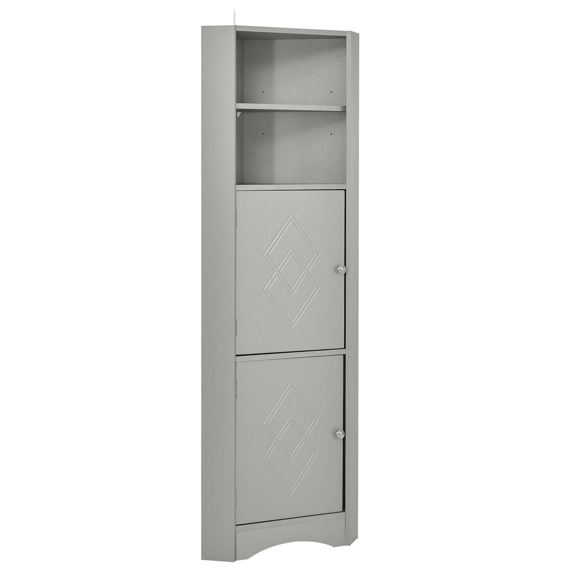 Tall Bathroom Corner Cabinet, Freestanding Storage Cabinet Gray FredCo