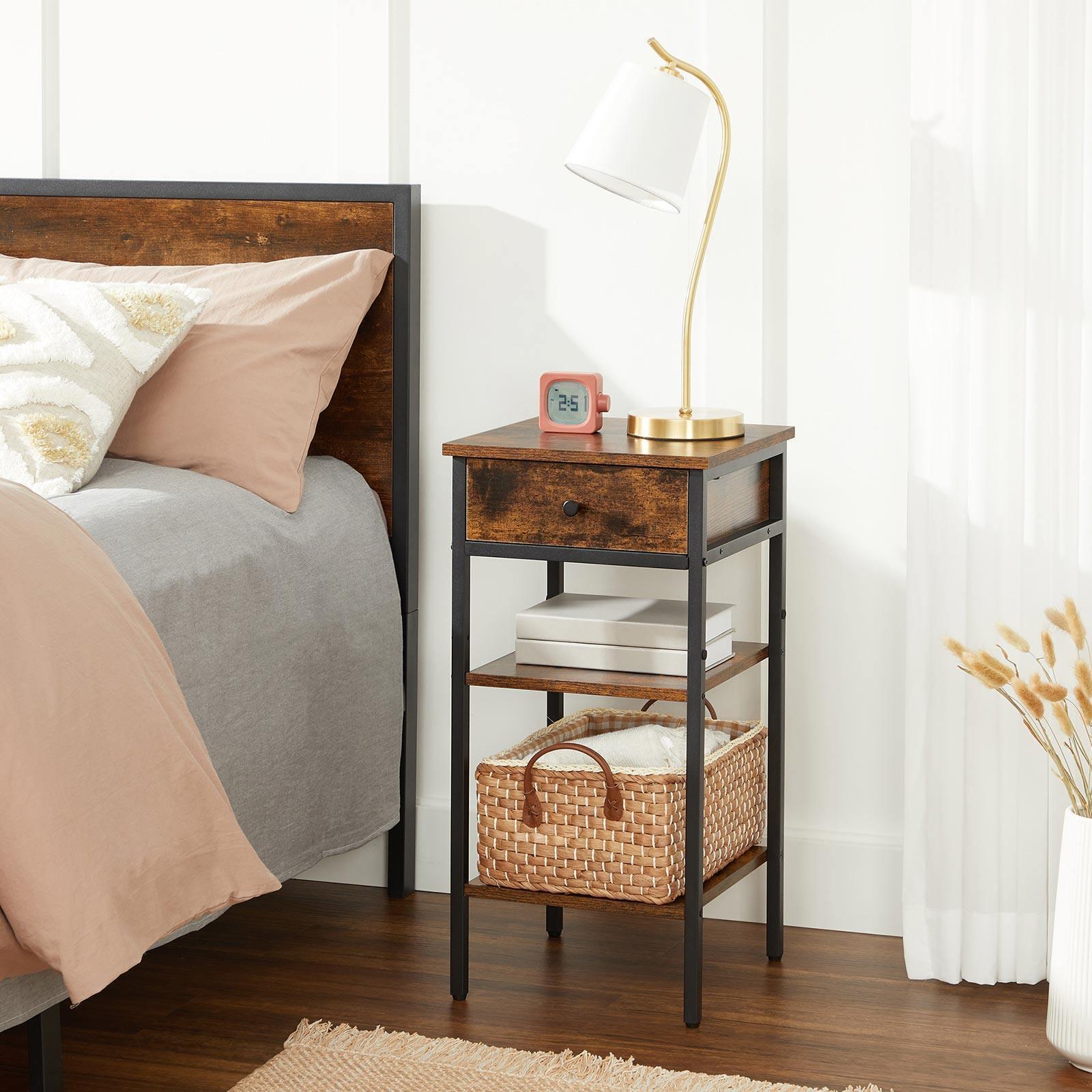 Tall Nightstand with Drawer and Shelves FredCo