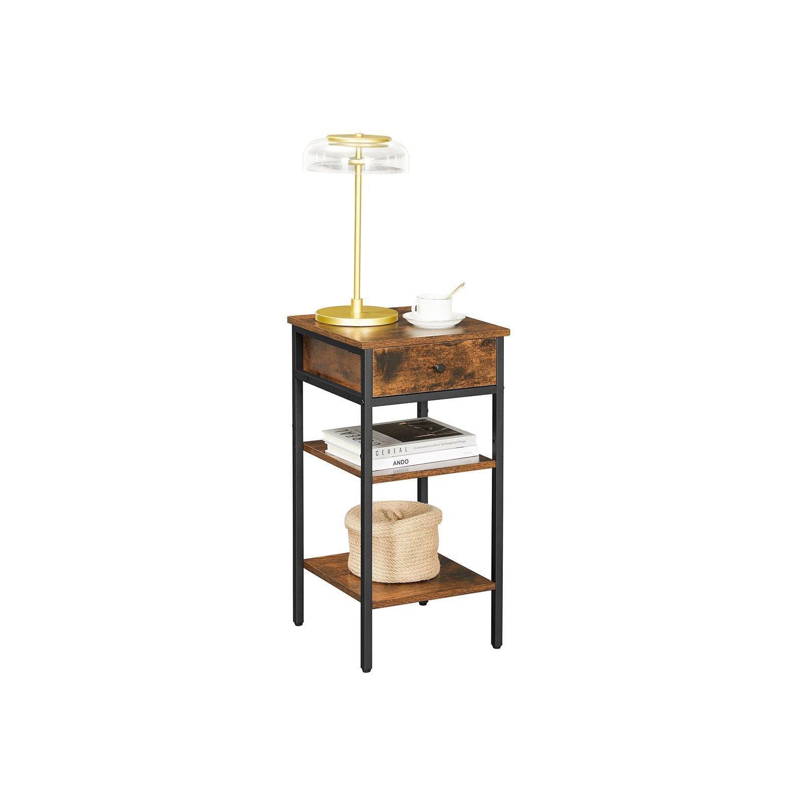 Tall Nightstand with Drawer and Shelves FredCo