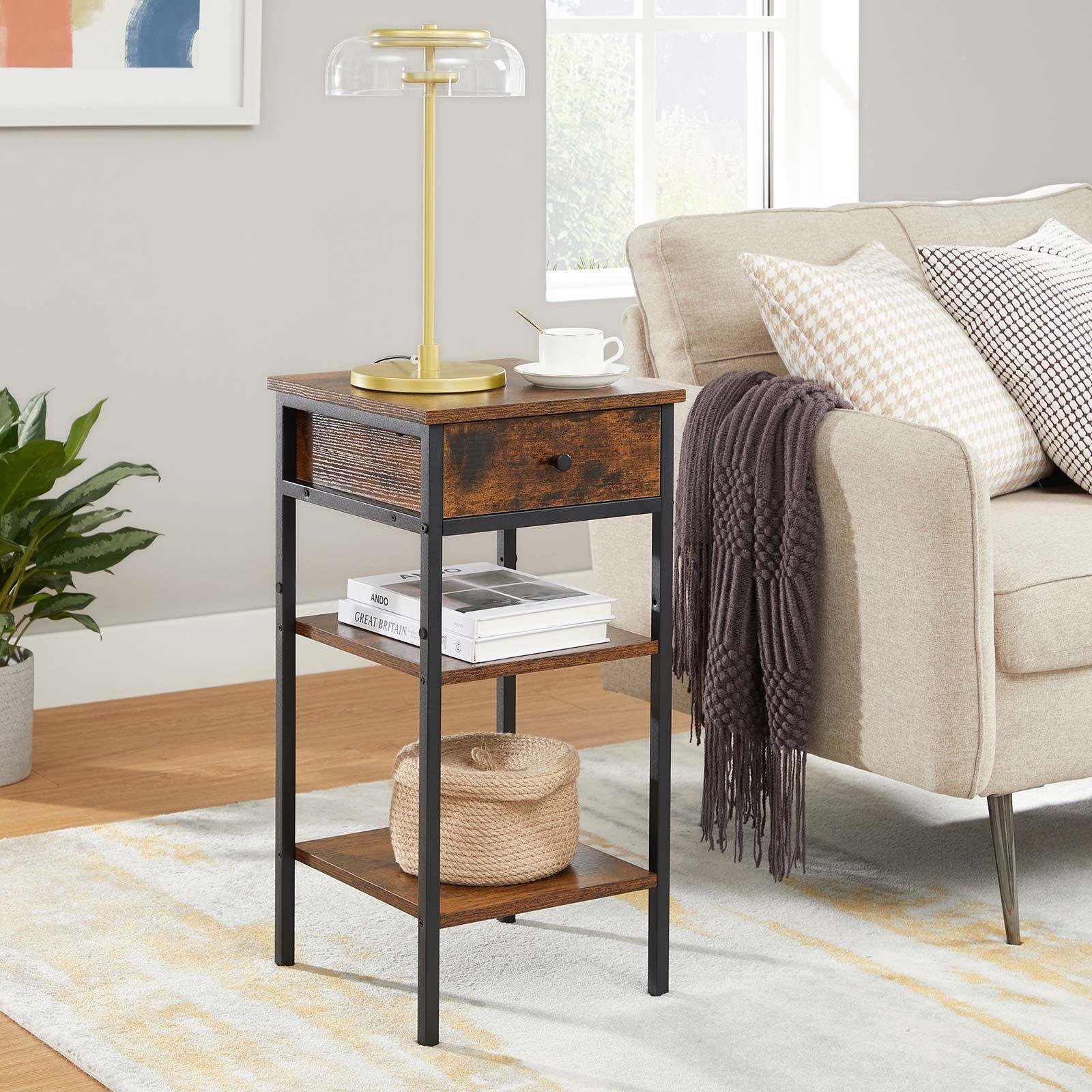 Tall Nightstand with Drawer and Shelves FredCo