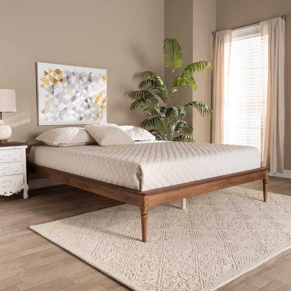 Tallis Classic and Traditional Walnut Brown Finished Wood Full Size Bed Frame FredCo