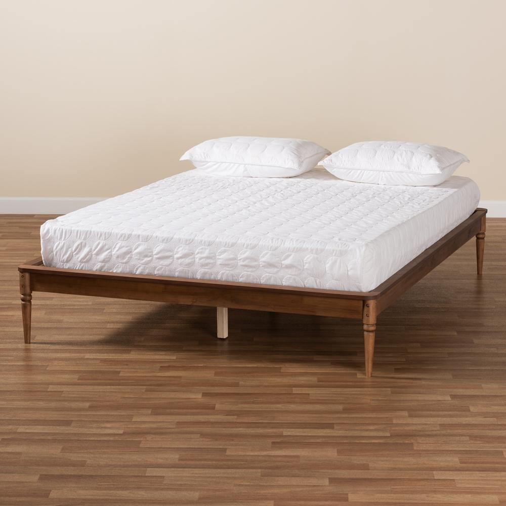 Tallis Classic and Traditional Walnut Brown Finished Wood Full Size Bed Frame FredCo