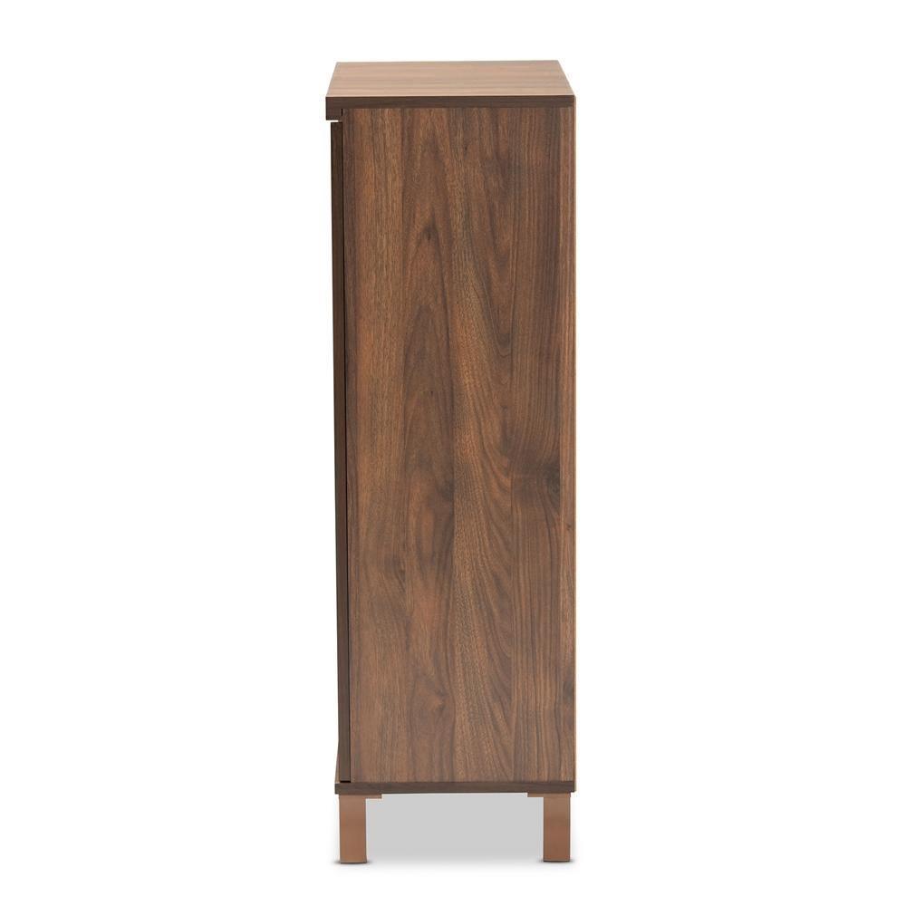 Talon Modern and Contemporary Two-Tone Walnut Brown and Dark Grey Finished Wood 2-Door Shoe Storage Cabinet FredCo