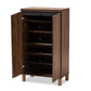 Talon Modern and Contemporary Two-Tone Walnut Brown and Dark Grey Finished Wood 2-Door Shoe Storage Cabinet FredCo