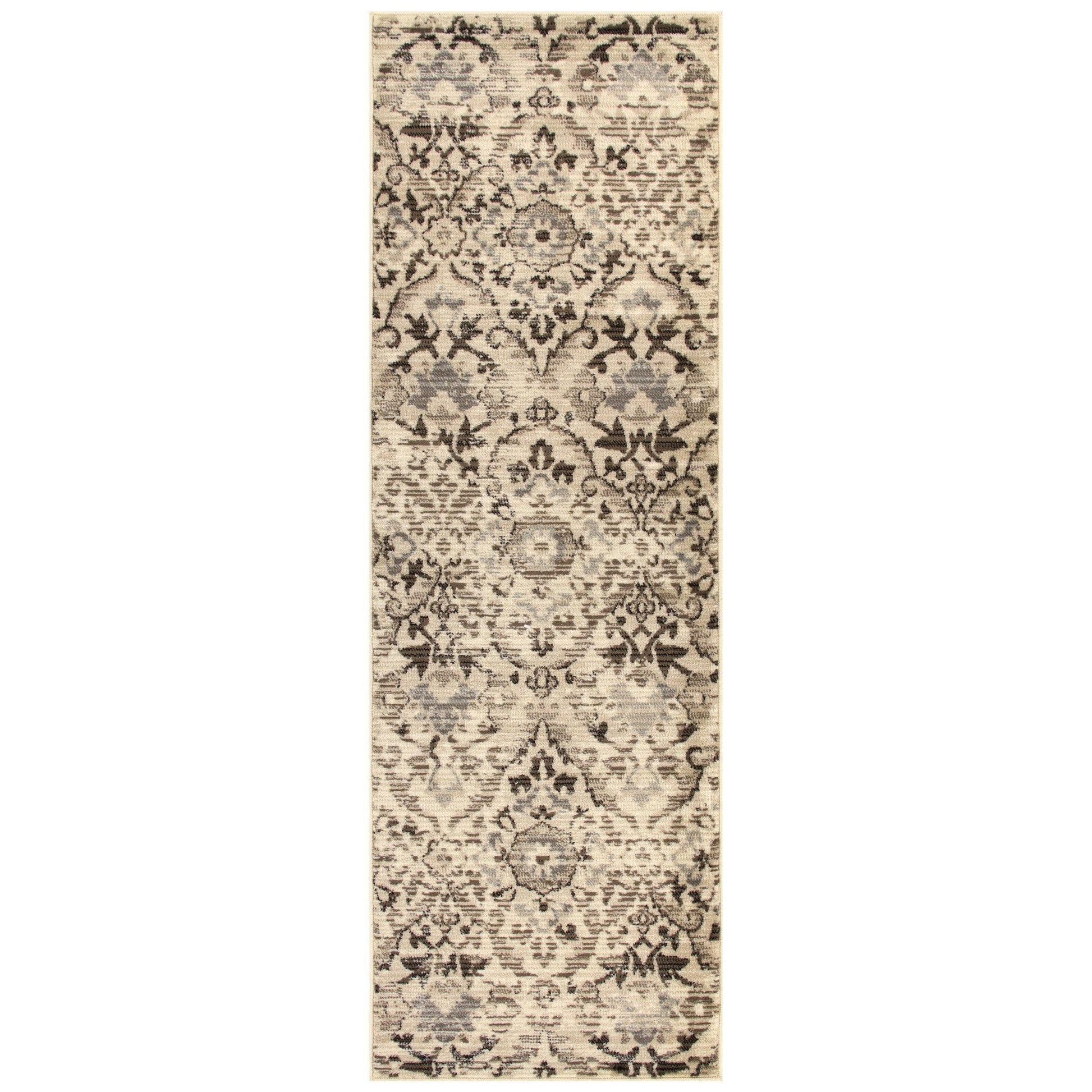 Tamara Mid-Century Contemporary Floral Damask Rug FredCo