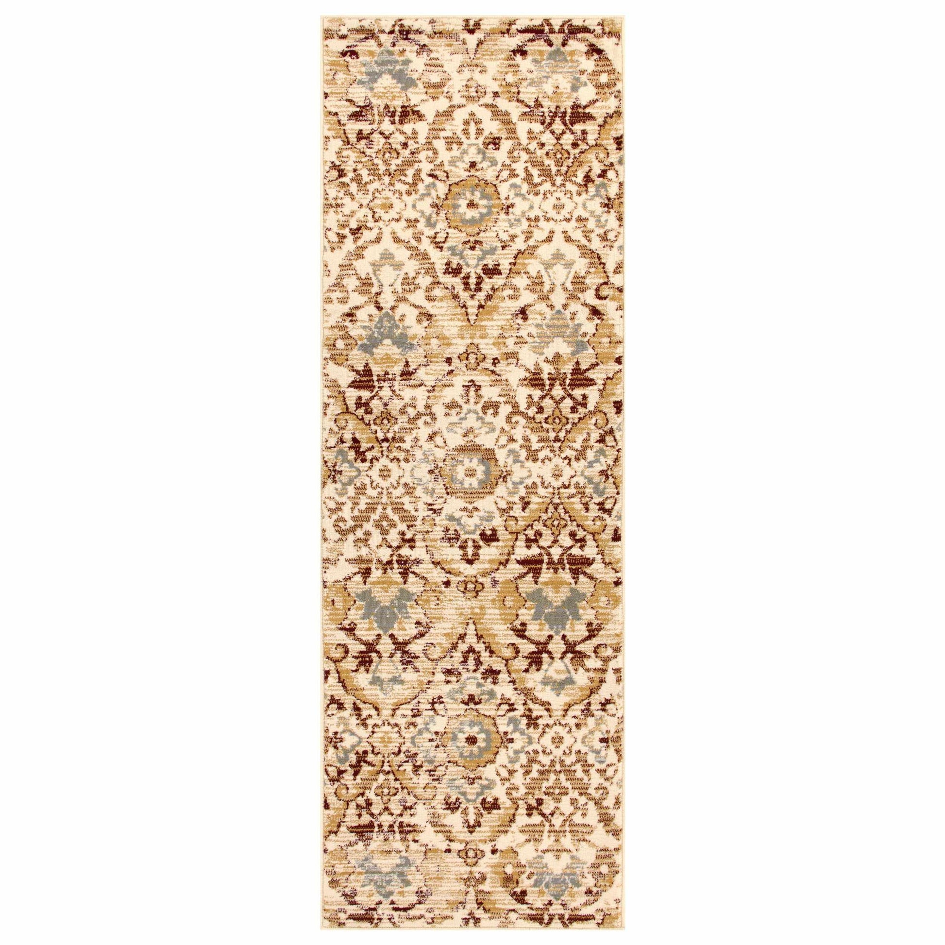 Tamara Mid-Century Contemporary Floral Damask Rug FredCo