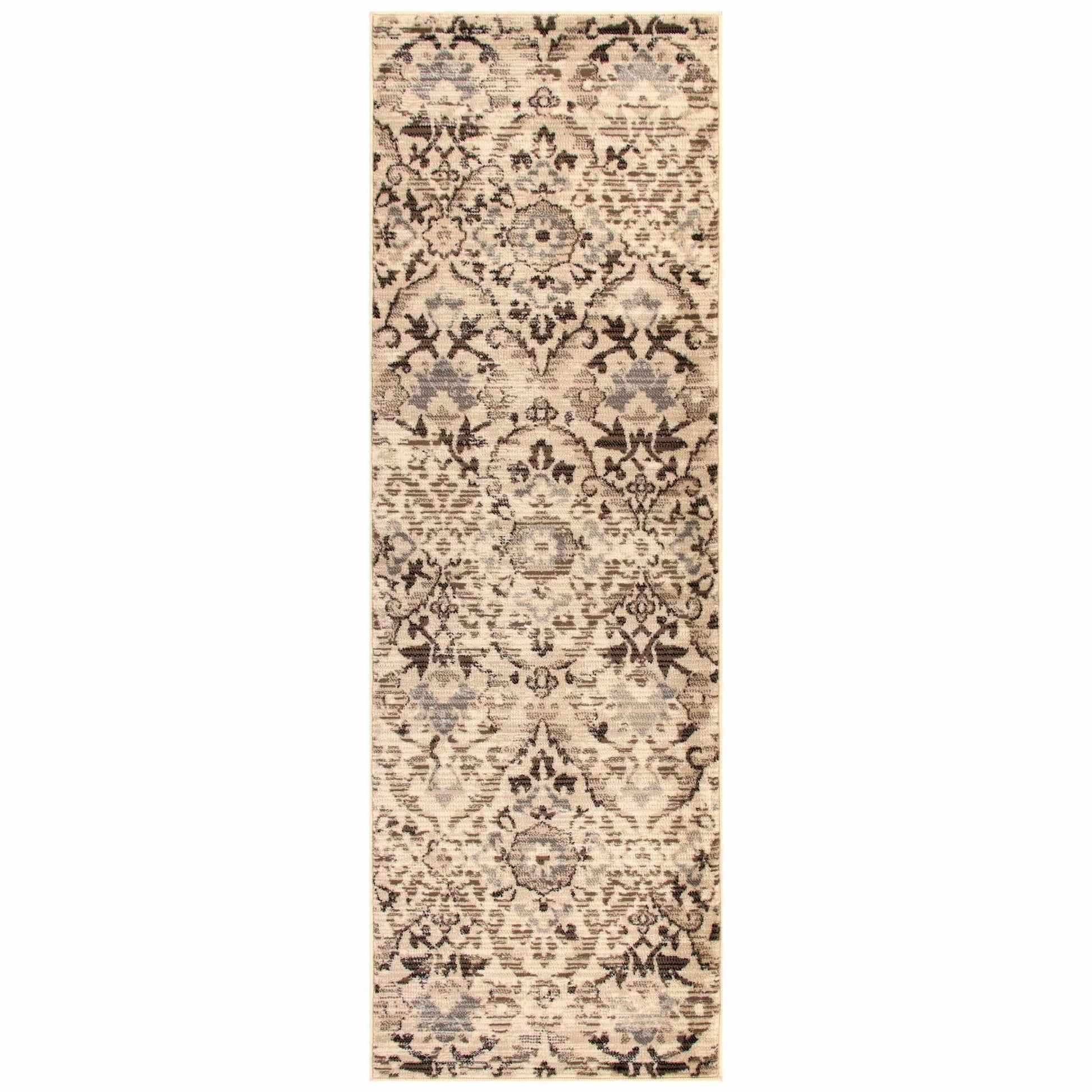 Tamara Mid-Century Contemporary Floral Damask Rug FredCo