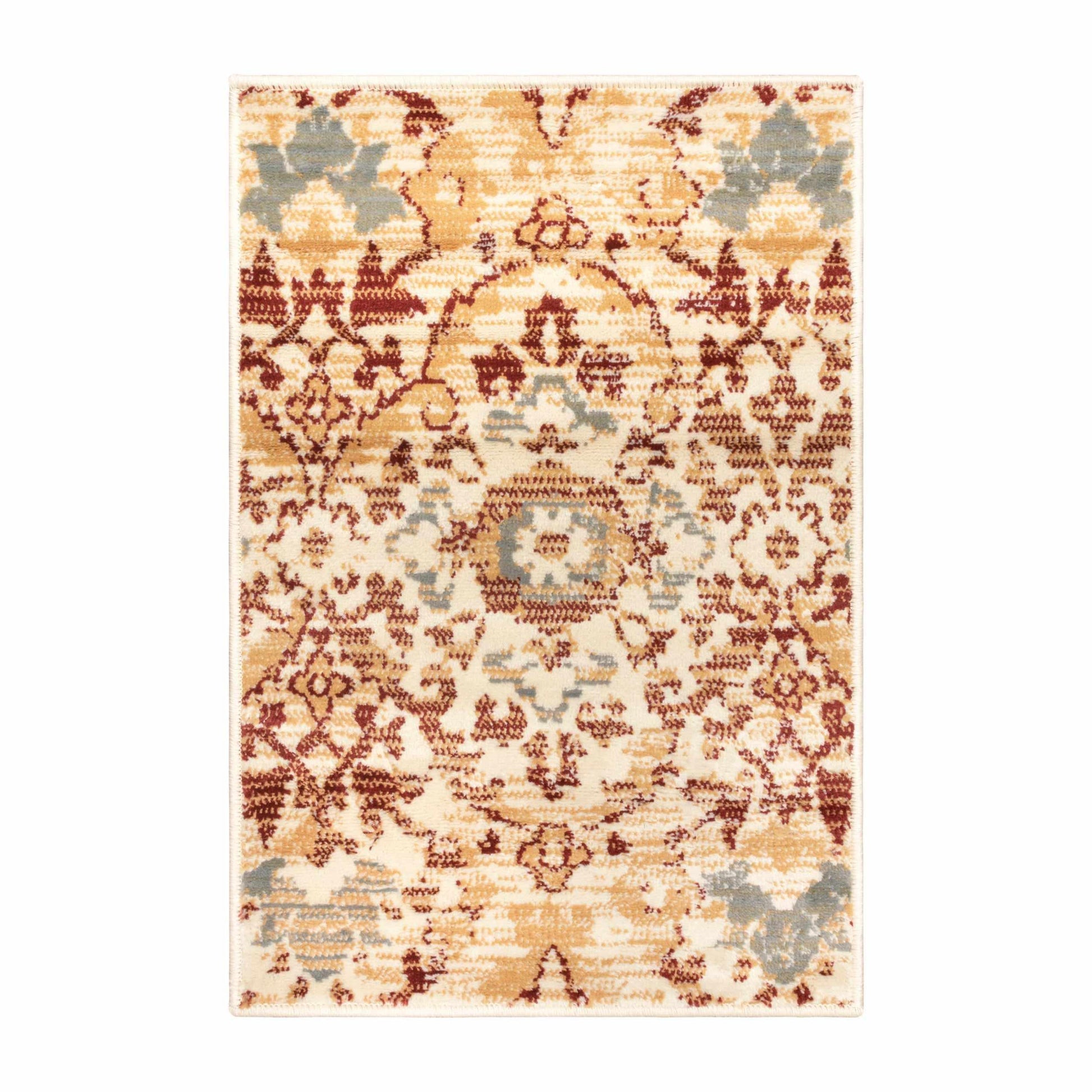 Tamara Mid-Century Contemporary Floral Damask Rug FredCo