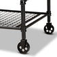 Tamara Vintage Rustic Industrial Walnut Brown Finished Wood and Black Finished Metal Wheeled Coffee Table FredCo