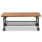 Tamara Vintage Rustic Industrial Walnut Brown Finished Wood and Black Finished Metal Wheeled Coffee Table FredCo