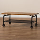 Tamara Vintage Rustic Industrial Walnut Brown Finished Wood and Black Finished Metal Wheeled Coffee Table FredCo