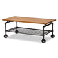 Tamara Vintage Rustic Industrial Walnut Brown Finished Wood and Black Finished Metal Wheeled Coffee Table FredCo